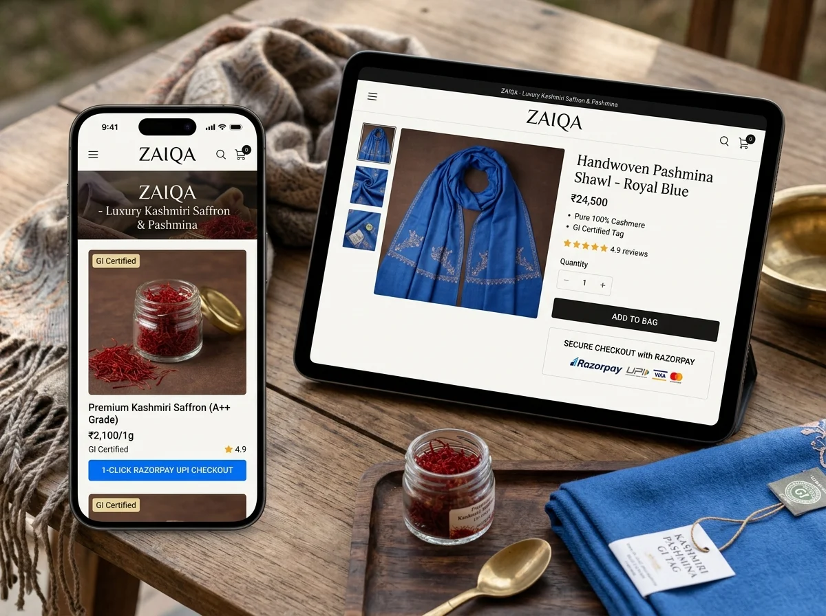 Kashmir Pashmina and saffron e-commerce store with pan-India checkout
